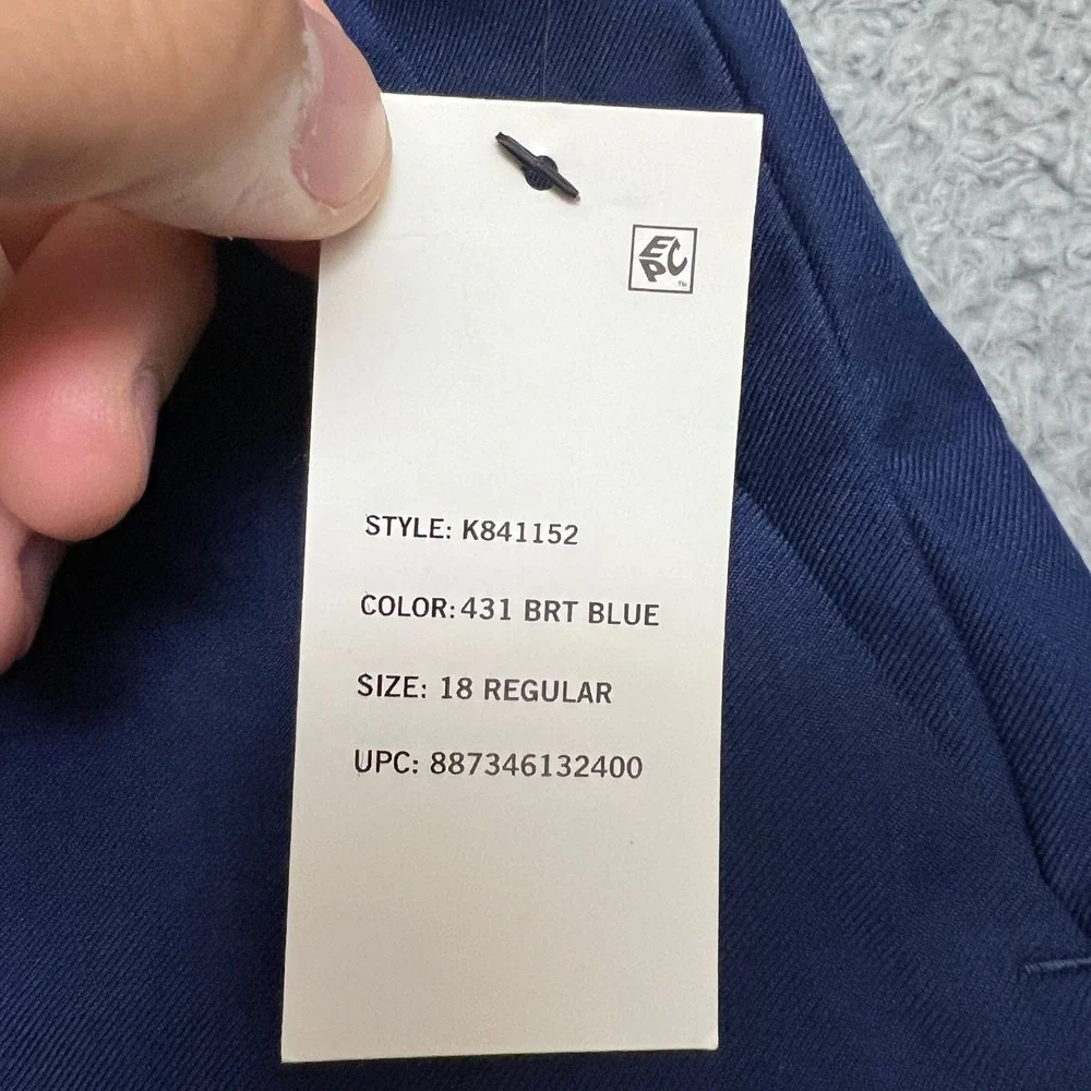Calvin Klein Dress Pants Kids Size 18 Blue New K841152 Flat Front Tapered Leg